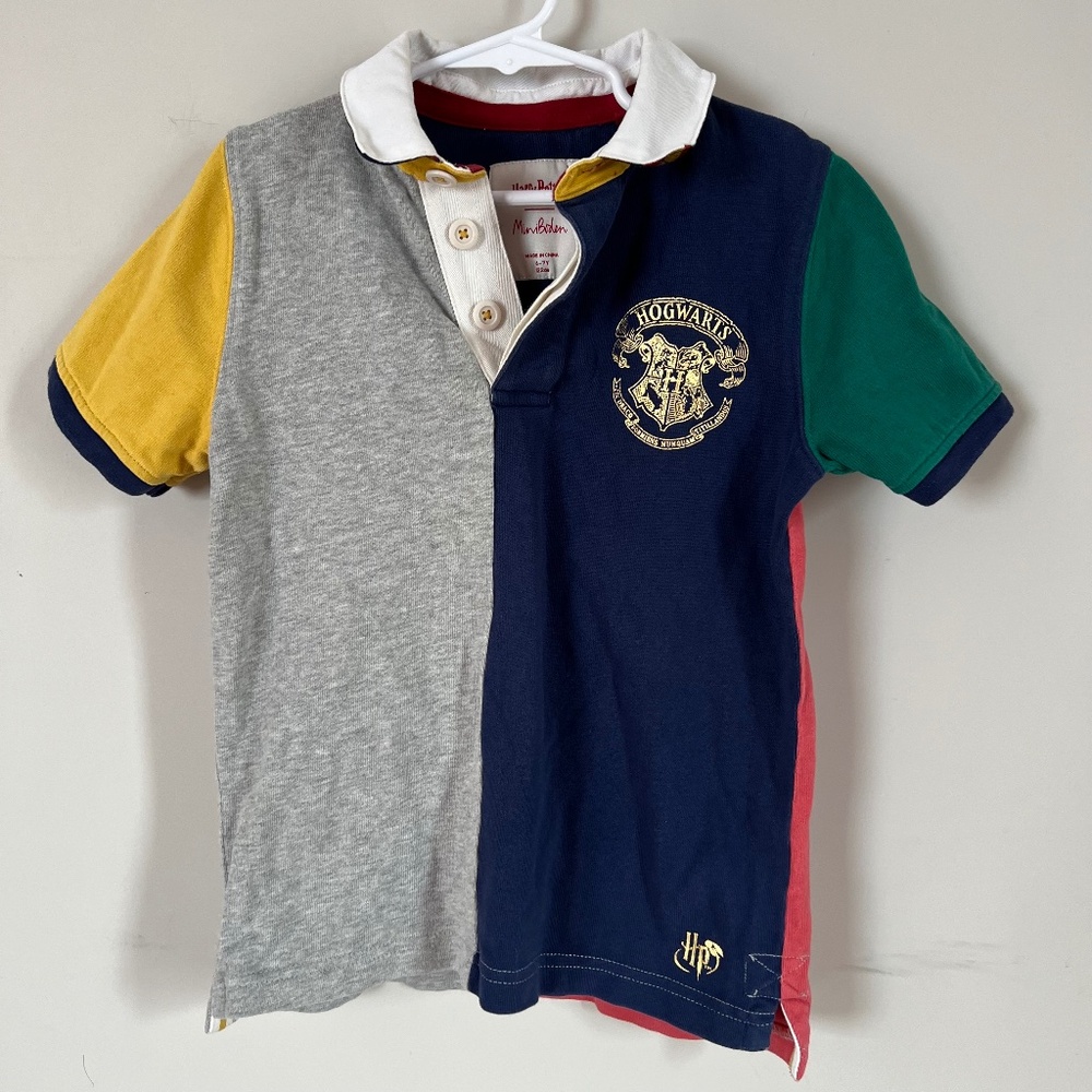 Mini Boden Harry Potter Hogwarts Rugby Polo Shirt Boys 6-7Y Colorblock Preppy